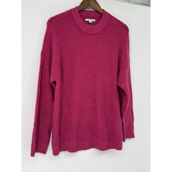 American Eagle Outfitters Knit Sweater S Hot Pink Fuzzy Soft Oversized Lagenlook - Picture 2 of 9